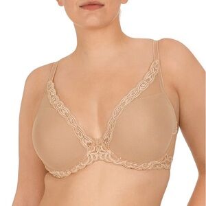 Etam beige lace underwire plunge lace trim bra 38DD New without tag